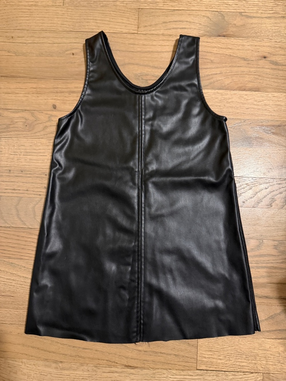Girls Black Faux Leather Tank Dress